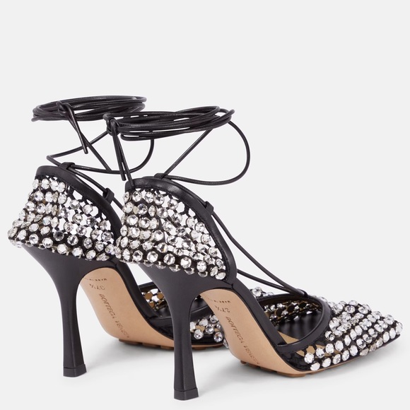Mesh Gladiator Heels with crystal detailing - Picture 6 of 11